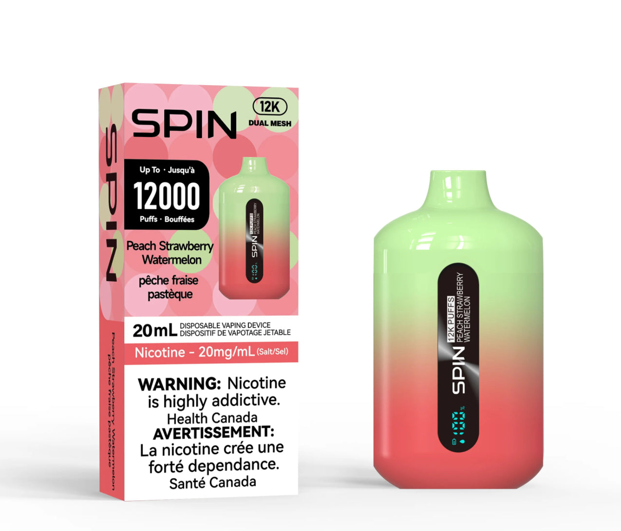 SPIN 12000 PEACH STRAWBERRY WATERMELON