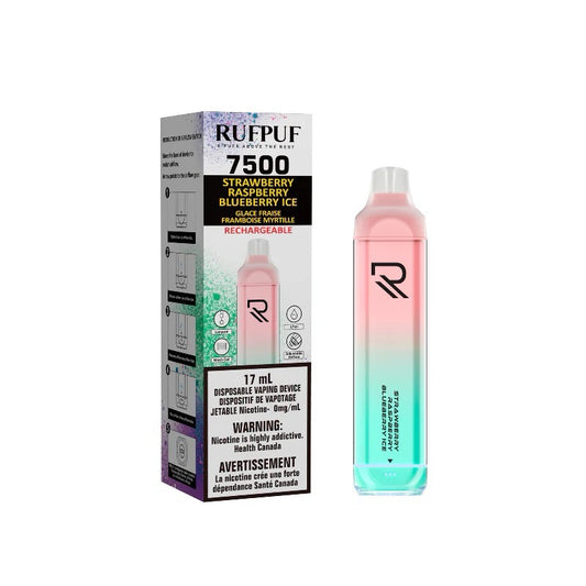 RUFPUF 7500 NICOTINE FREE LIT STRAWBERRY RASPBERRY BLUEBERRY ICE