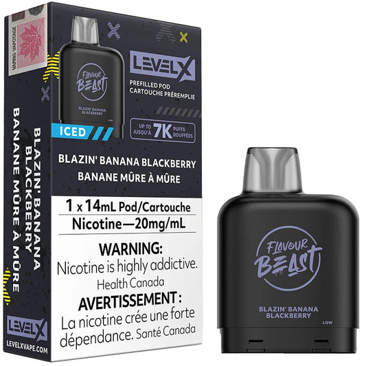 LEVEL X FLAVOUR BEAST POD BLAZIN BANANA BLACKBERRY