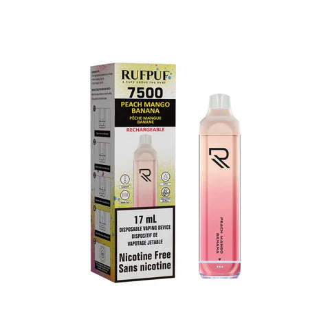 RUFPUF 7500 NICOTINE FREE PERKY PEACHY MANGO BANANA