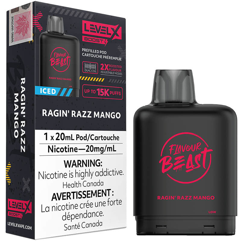 FLAVOUR BEAST LEVEL X BOOST RAGIN RAZZ MANGO ICED