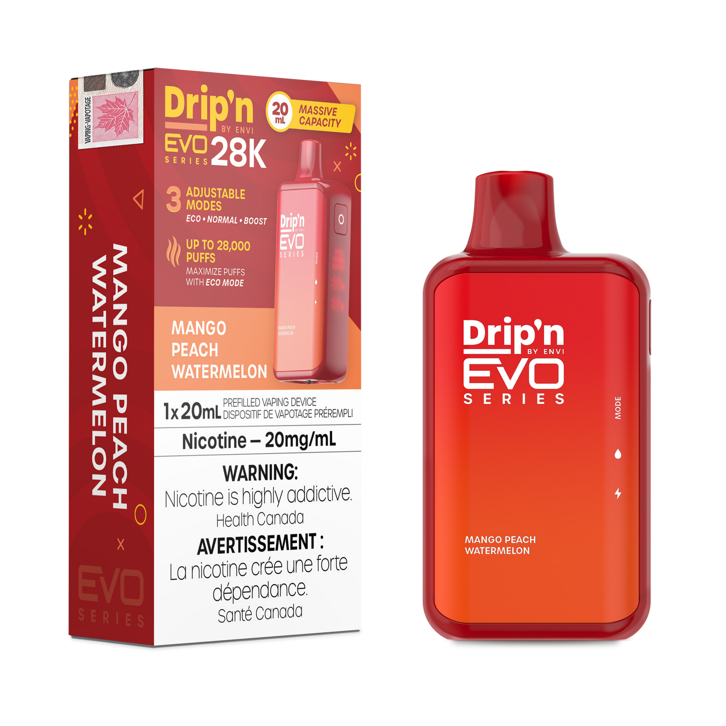 DRIPN EVO 28K MANGO PEACH WATERMELON