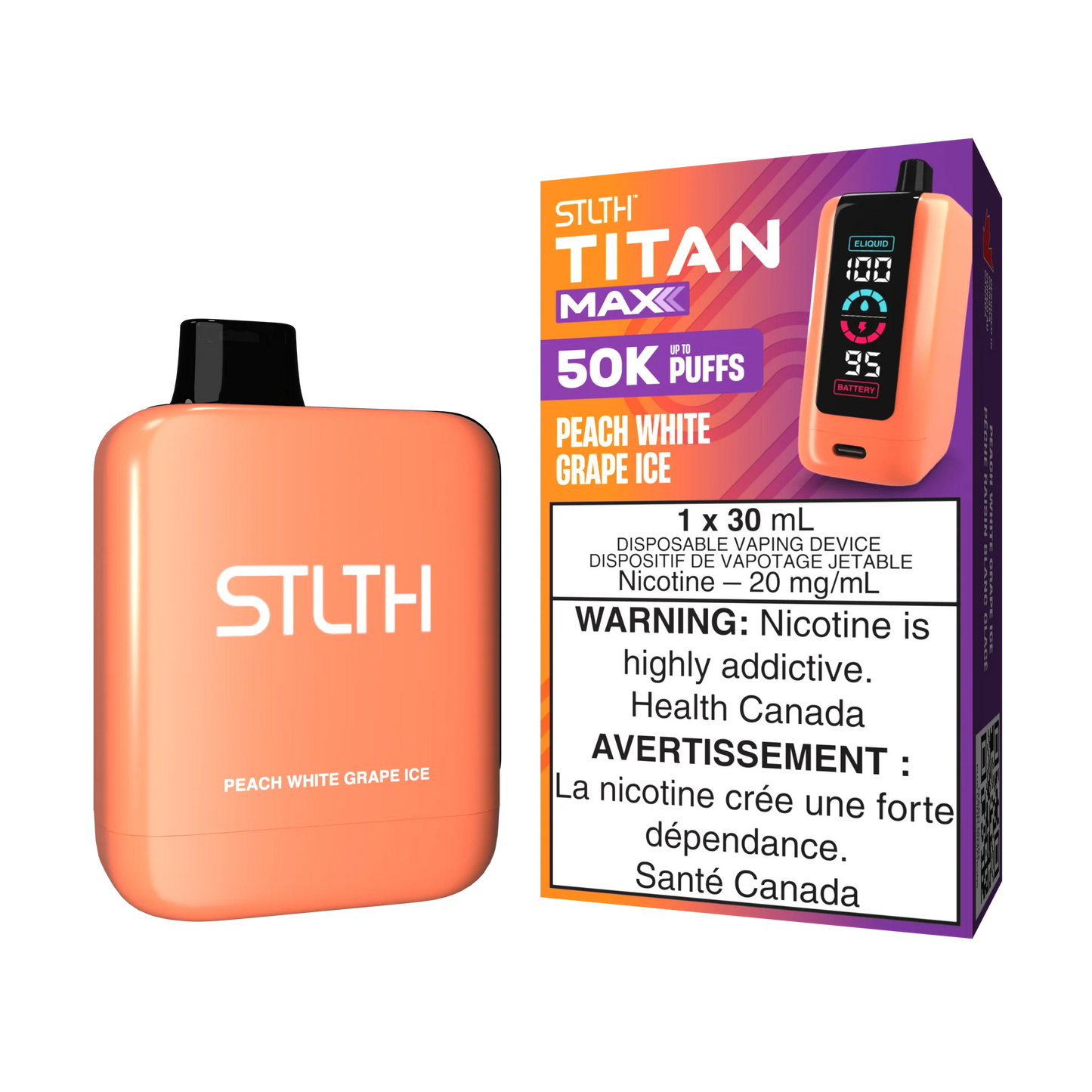 STLTH TITAN MAX 50k PEACH WHITE GRAPE ICE